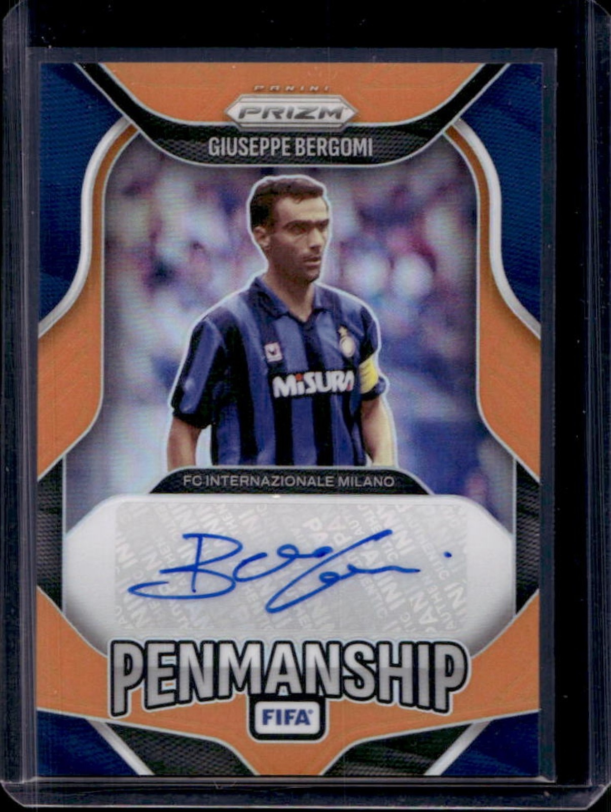 2025-26 Panini Prizm FIFA Giuseppe Bergomi Penmanship Orange Prizm Auto #/25