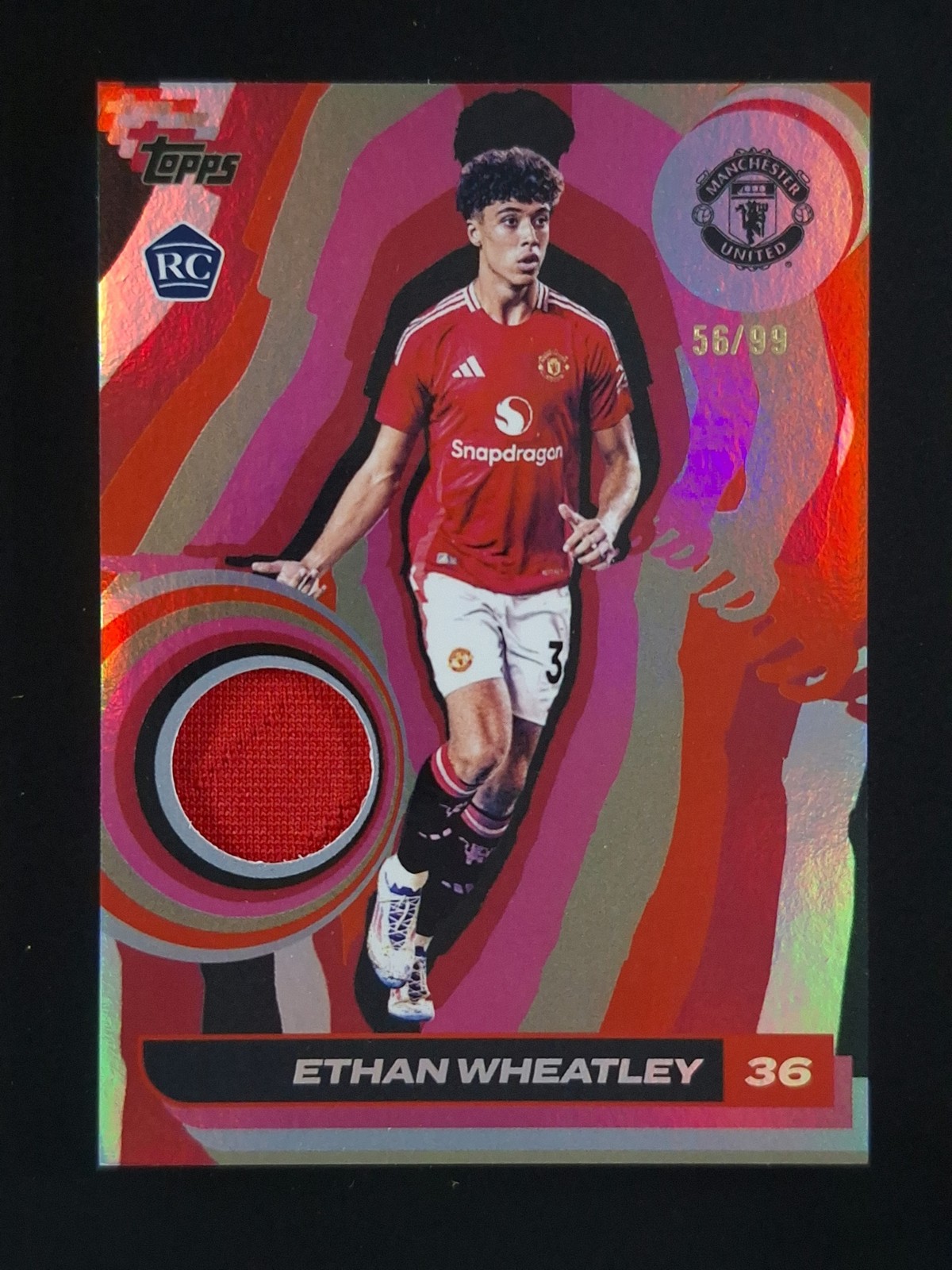 2024-25 Topps Manchester Utd Team Set Ethan Wheatley 56/99 RC Patch Pink #CR-EW