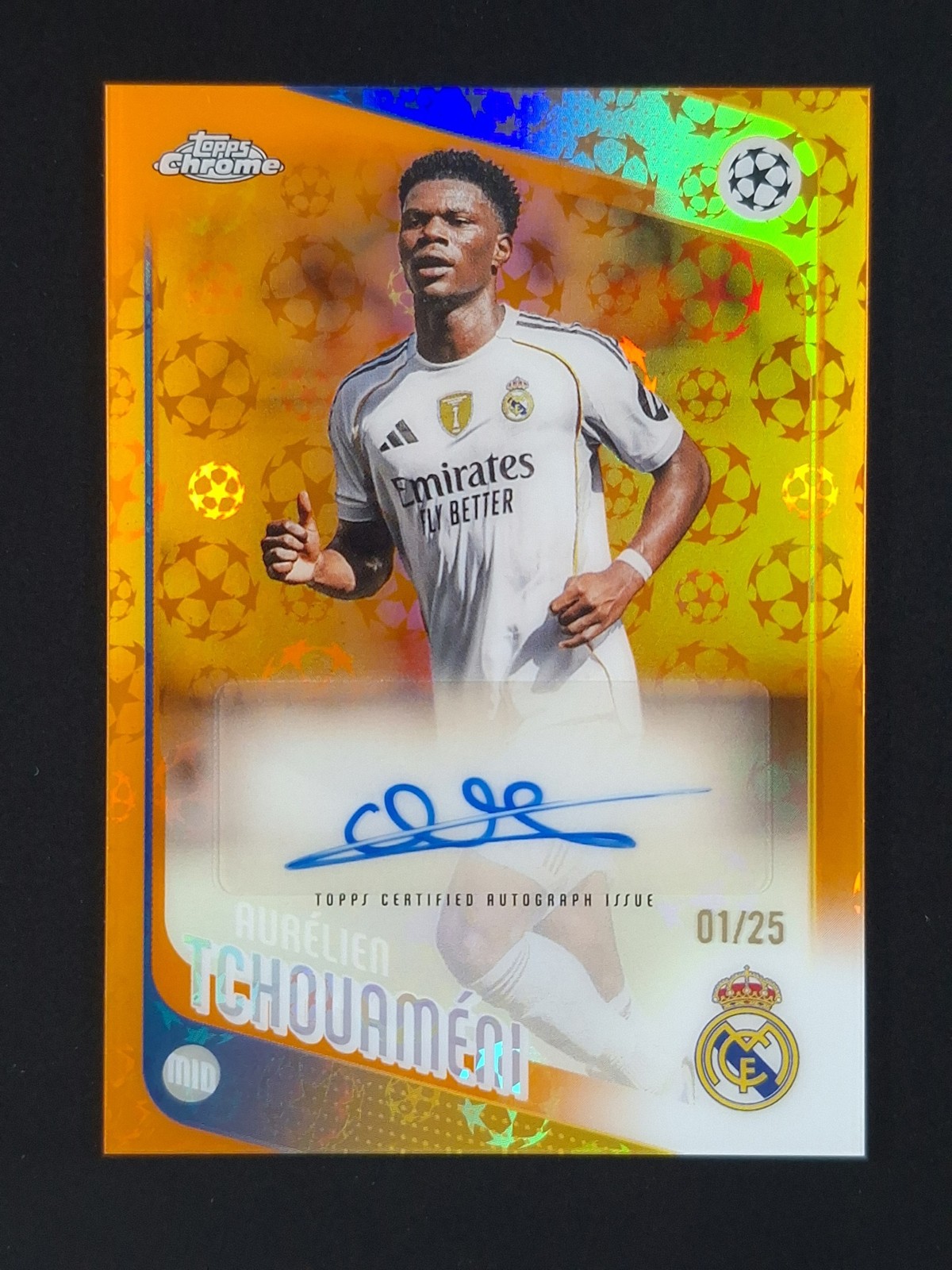 2025-26 Topps Chrome Aurelien Tchouameni 1/25 Auto Orange LogoFractor #CA-AT