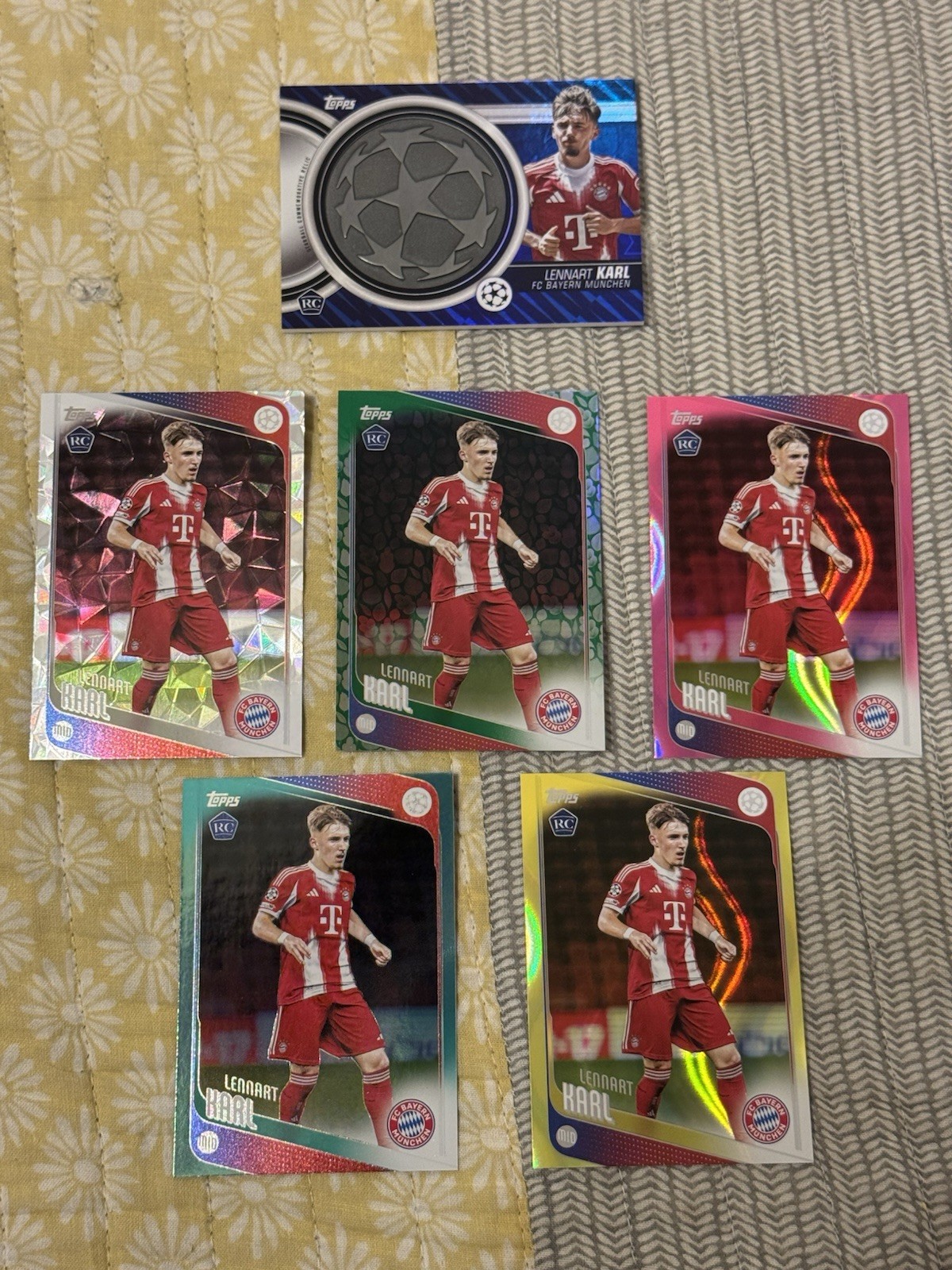 2025-26 Topps UCC Lennart Karl RC Starball, Diamanté, Pink/Yellow Flow, Aqua SSP
