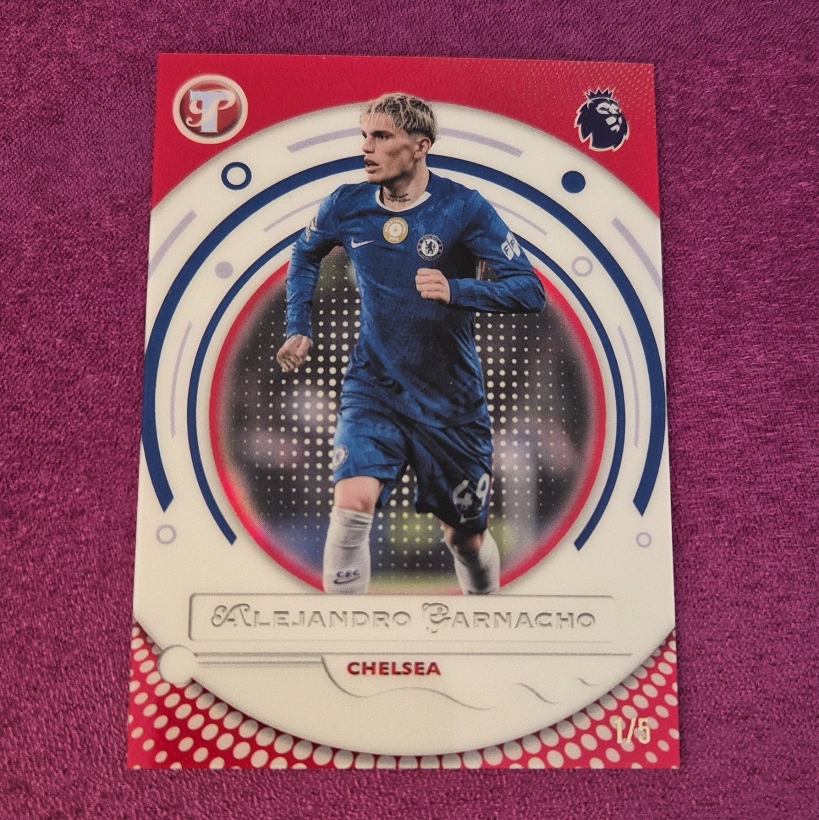 Topps Pristine Premier League 2026 Alejandro Garnacho 1/5 Red Refractor Bookend