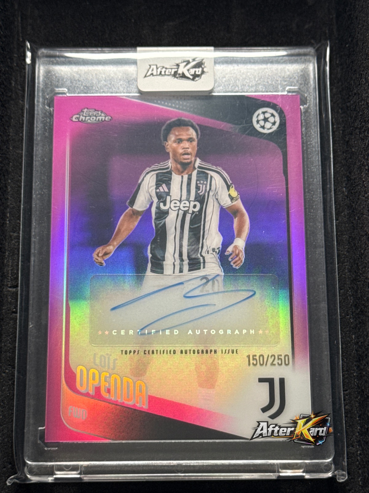 2025-26 Topps Chrome UEFA Club Competitions — Loïs Openda Pink Refractor Auto /250 #CA-LO