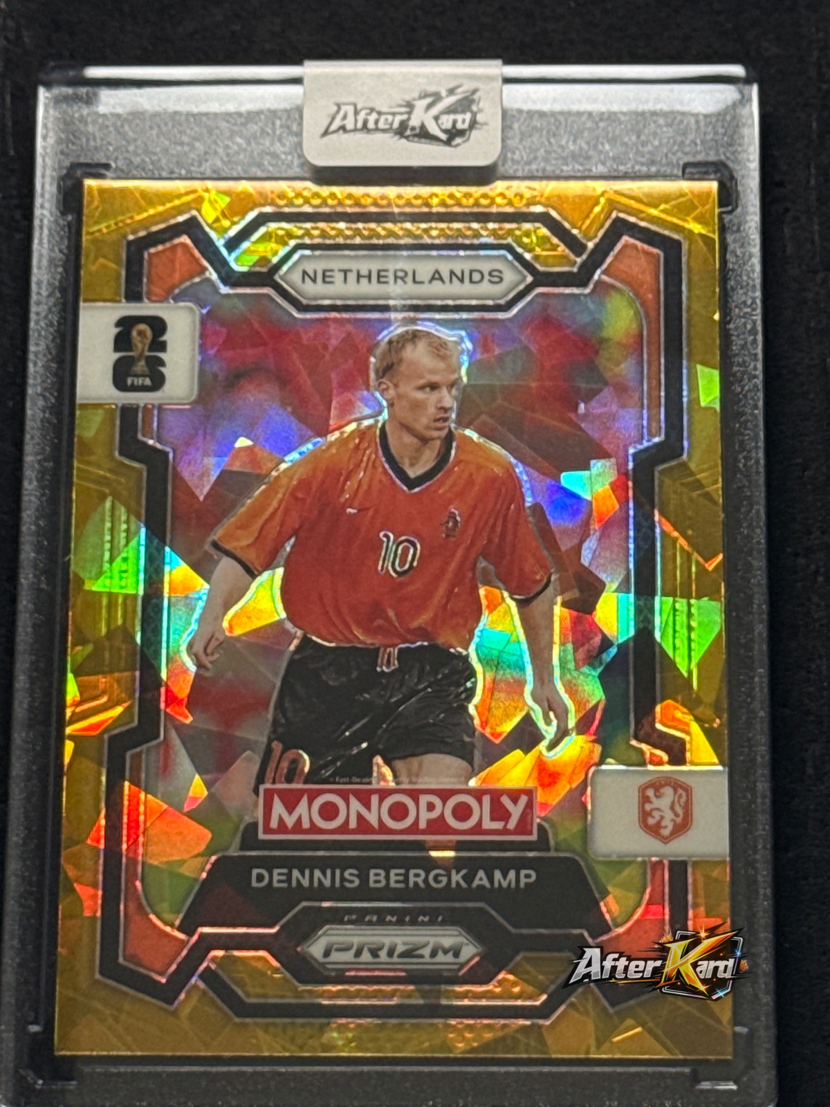 2026 Panini Monopoly Prizm FIFA World Cup 26 — Dennis Bergkamp Gold Cracked Ice #74
