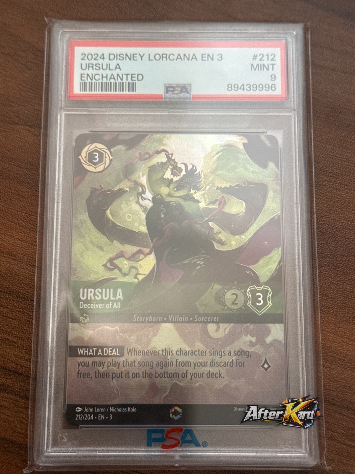 2024 DISNEY LORCANA EN 3-INTO THE INKLANDS #212 URSULA - DECEIVER OF ALL PSA 9