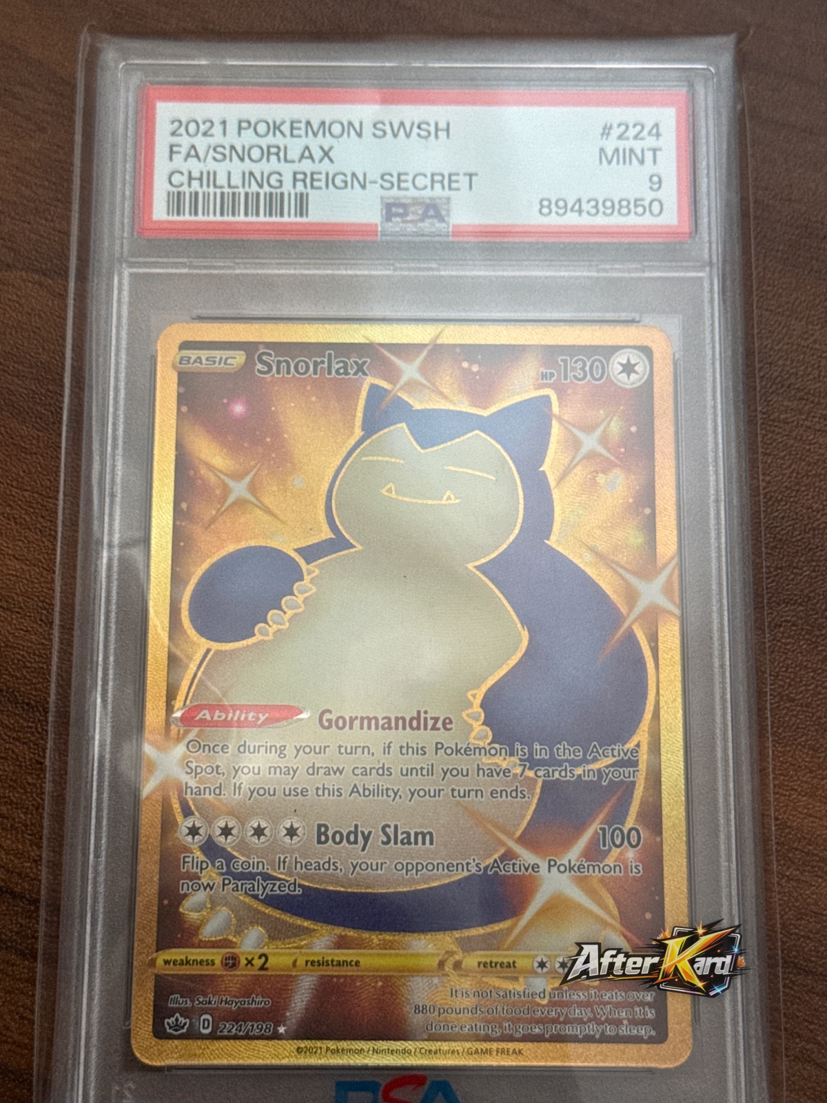 Snorlax Hyper Rare — Chilling Reign #224/198 — PSA 9
